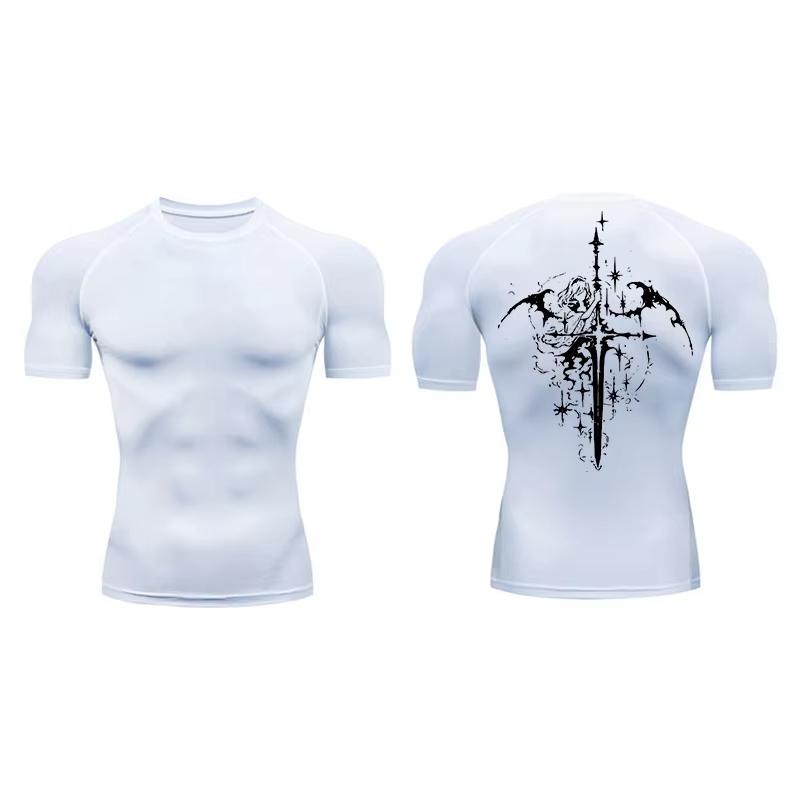 Spider Print Short Sleeve Compression Shirts for Men Summer Athletic Quick Dry T-shirts Gym Workout Running Tees Tops  RL00227
