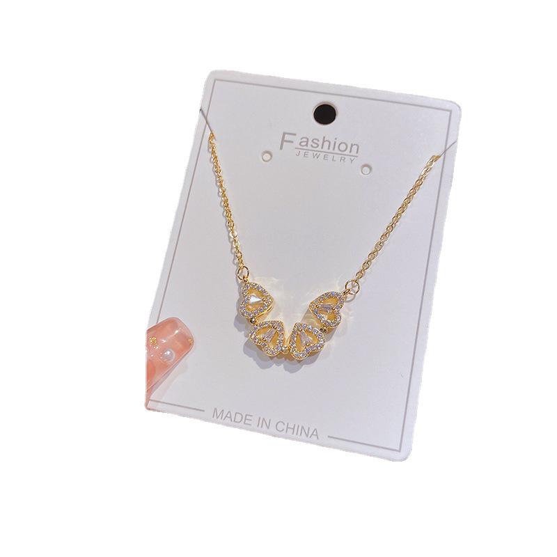 Real Gold Plated Heart-Shaped Zircon Clavicle Necklace for Women