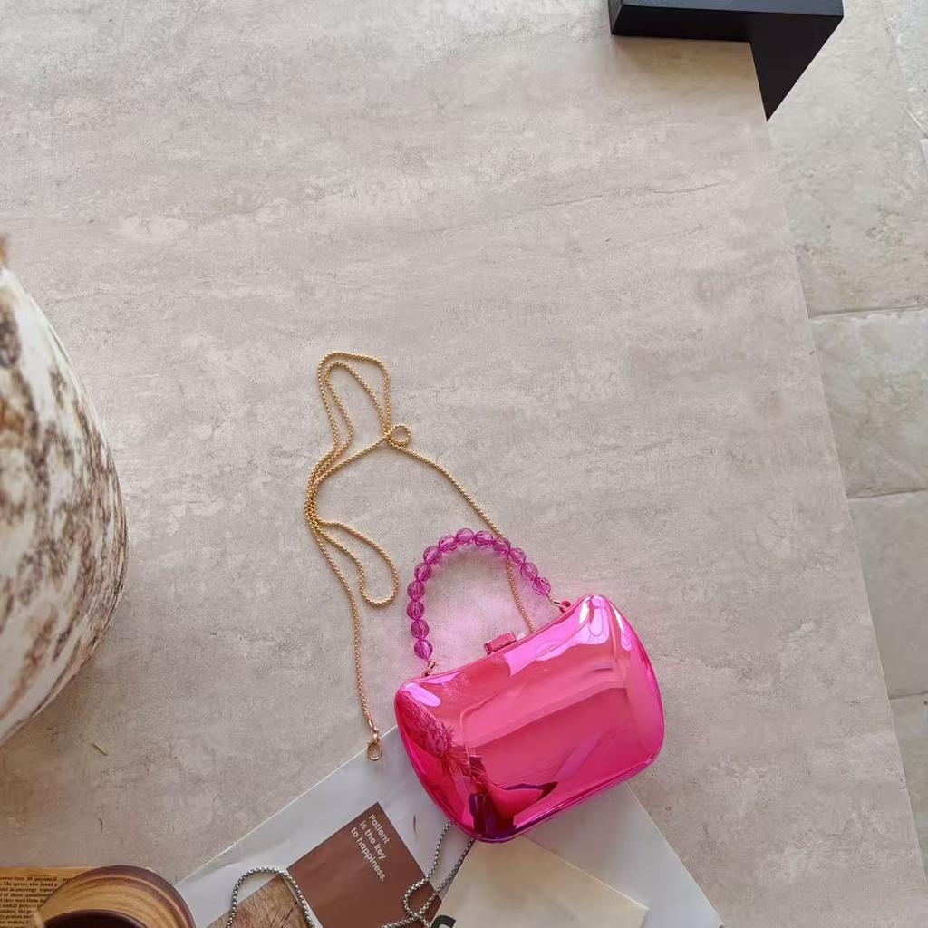 Women'S Bag Wind Acrylic Chain Portable Box Bag Textured Shoulder Messenger Dinner Bag