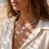 Boho Summer Beach White Beaded Necklace for Women Minimalist Silver Color Starfish Pendant Choker Perfect Vacation Jewelry Gift