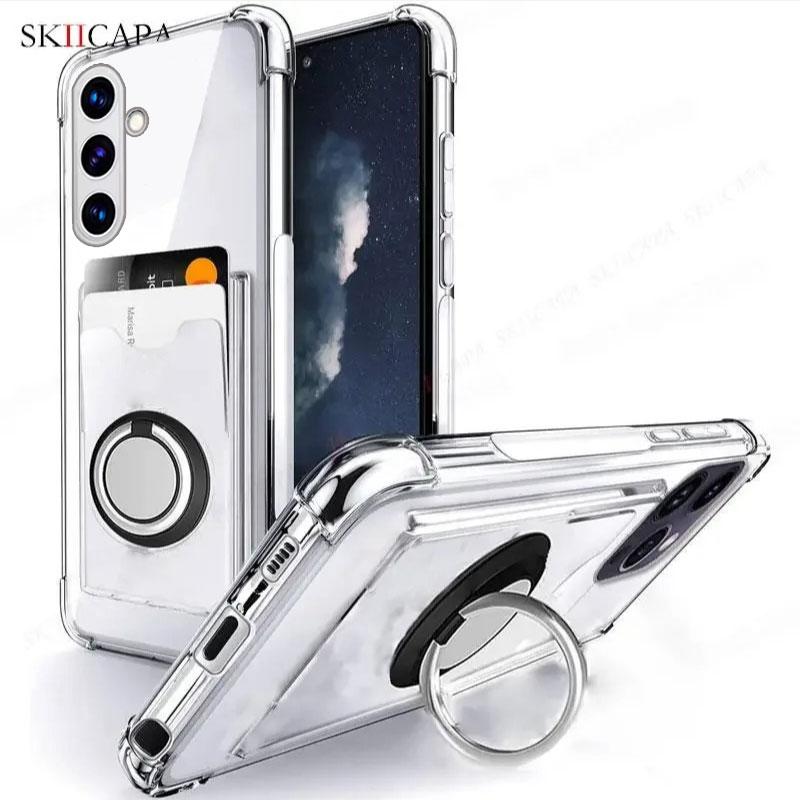 

Противоударный прозрачный чехол с кольцом-держателем для Samsung A07 A17 A56 A36 A36 A16 A05 A15 A25 A35 A55 A54 A34 A14 A52 с отделением для карт, мягкая накладка for Samsung A17 чёрный