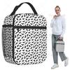 Chic Black And White Bat Insulated Lunch Bag for Women Office Cooler Thermal Food Box Tote Leakproof Lunch Boxes Container