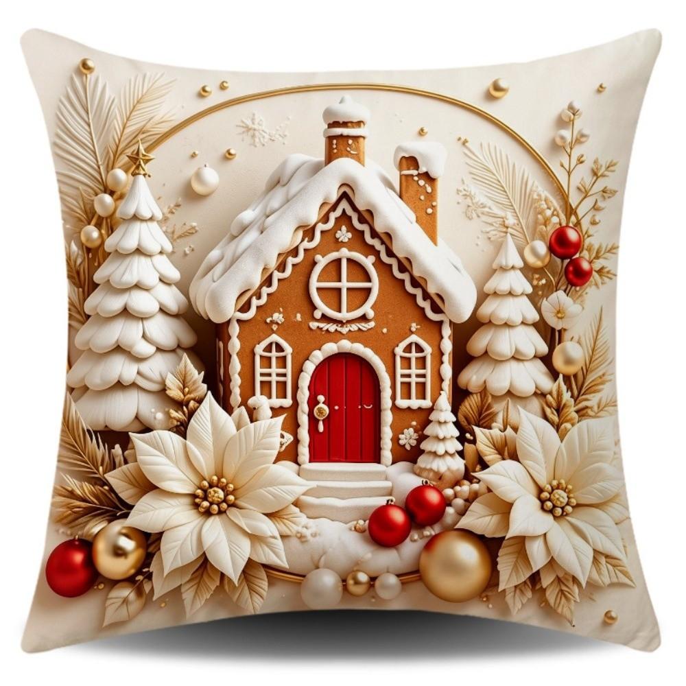 Soft Fabric Christmas Pillow Cover Square Sofa Pillow Case New Holiday Throw Cushion Home Decor