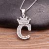 Nidin Luxury A-Z Crown Alphabet Pendant Chain Necklace Punk Style Lucky Initial Name Jewelry Fine Party Wedding Birthday Gift