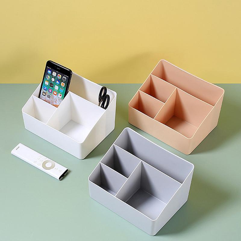 Simple Brush Colored Pen Marker Desktop Stationery Storage Box Multi-Functional Three Squares Desktop Sundries Storage Holder