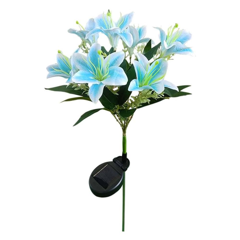 Flowers Solar Light 7Head Lily Solar Flower Lights With Warm White Light, Outdoor Solar Garden Decoration Lawn Light Stake Light
