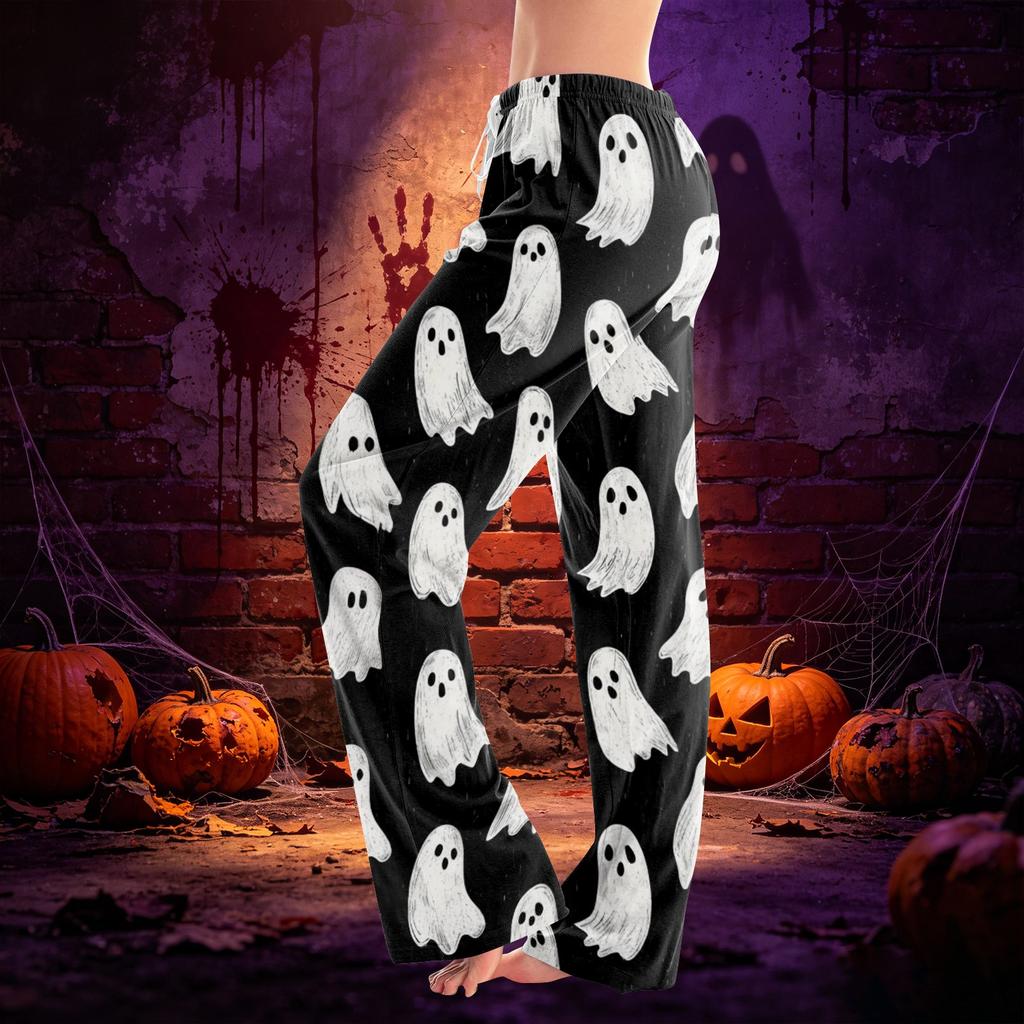 Damen Freizeithose mit Kordelzug und Halloween-Print für Feiertagspartys und den Alltag