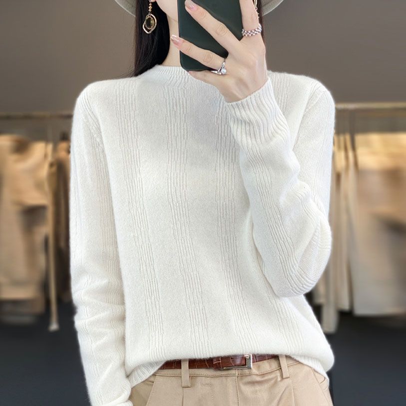 Women's Pullover Sweater Spring Korean Version Solid Loose Knit Sweater Short Top Spring and Autumn Base Top Women