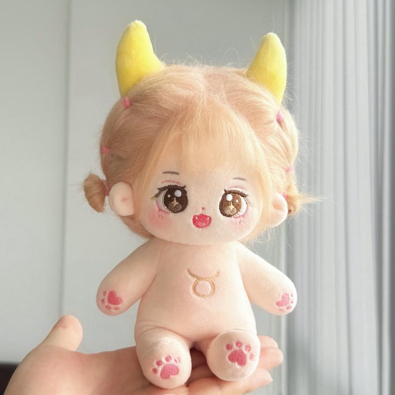 20cm Kawaii Plush Cotton Doll Idol Stuffed Super Star Figure Dolls Twelve Constellations Doll Can Change Clothes Gift