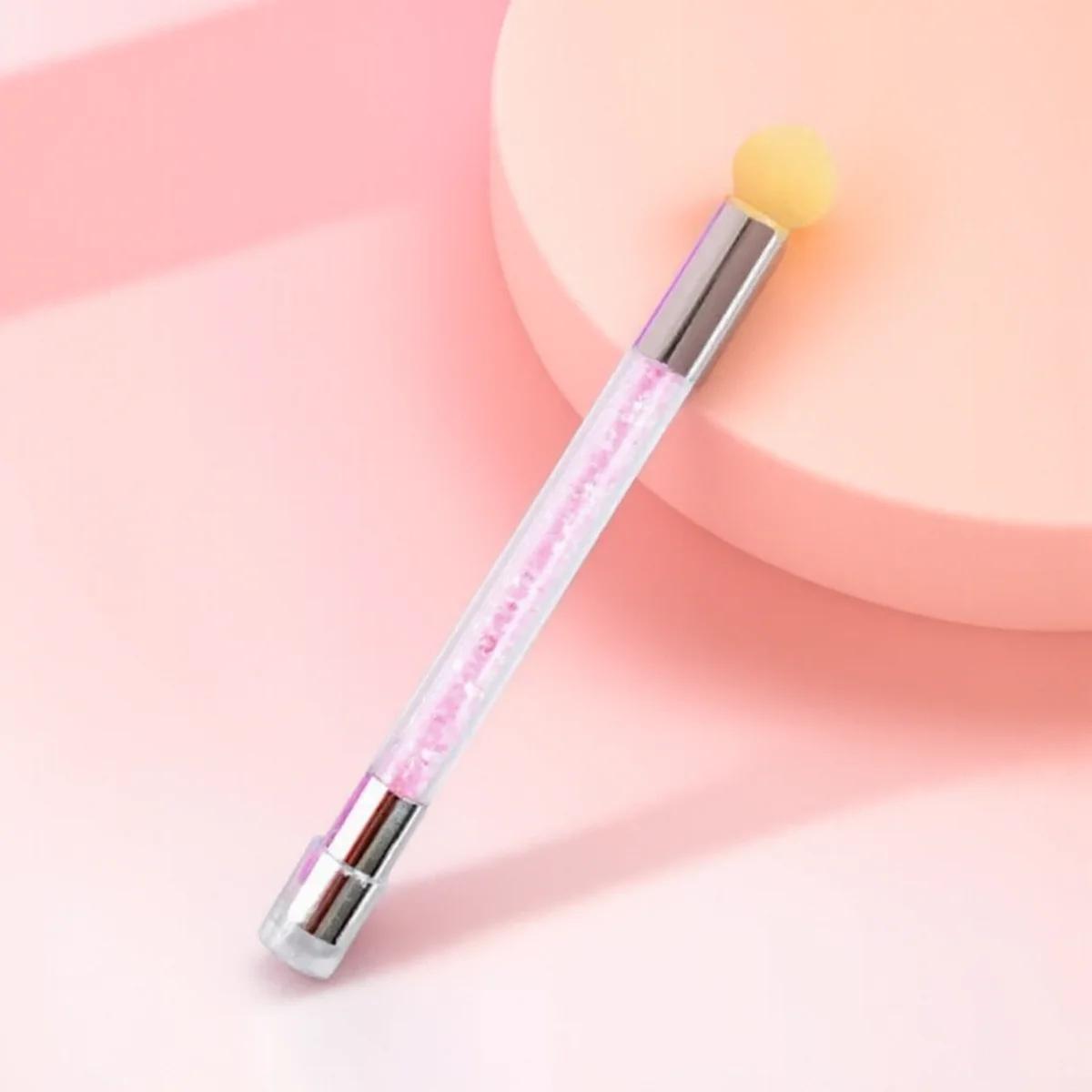 

Ручка для стемпинга ногтей с бриллиантовым ореолом Мини-инструмент для стемпинга Силиконовый спонж-аппликатор для дизайнов ногтей розовый