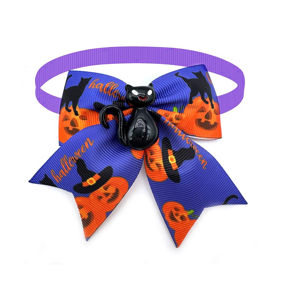 50/100pcs Halloween Pet Product Fashion Small Dog Bow Ties Collars Adjustable Pet Dog Bowtie Pumpkin Bat Style Dogs Pet Supplies
