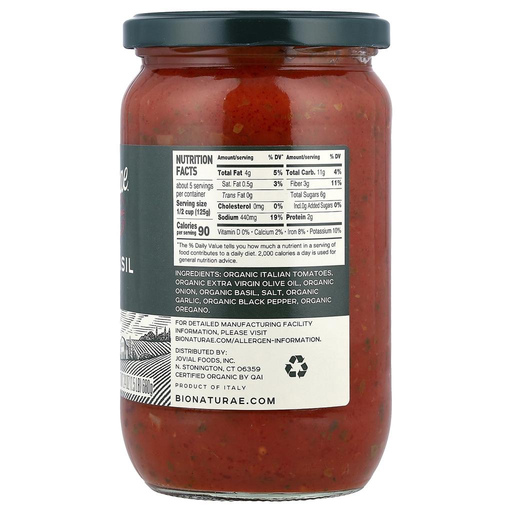 Jovial, Bionaturae™, Organic Tomato Basil, 680g (24oz)