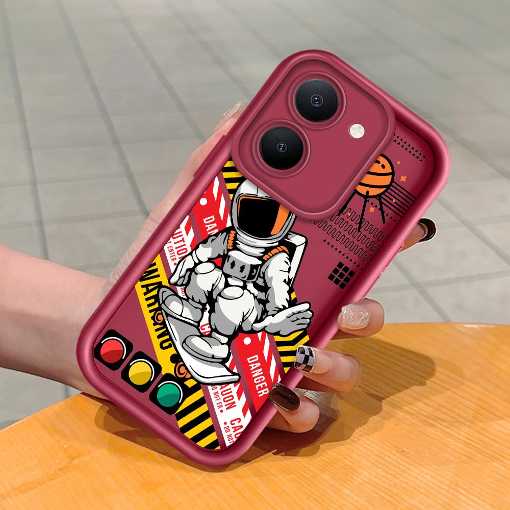 Soft Silicone Square Ladder Printing Pattern Phone Casing Full Cover Camera Shockproof Protection Rubber Case for Vivo
