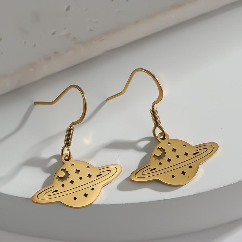 Starry Sky Planet Stainless Steel Ear Studs - Simple Fashion Jewelry for Women золотой