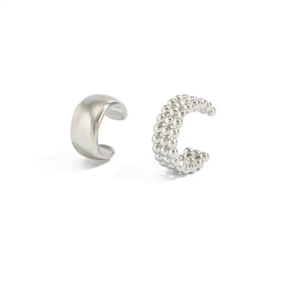 SHIXIN 2Pcs/Set Trendy Geometric C-shaped Ear Clips Non Piercing Earrings for Women Minimalist Irregular Ear Cuff Party Jewelry