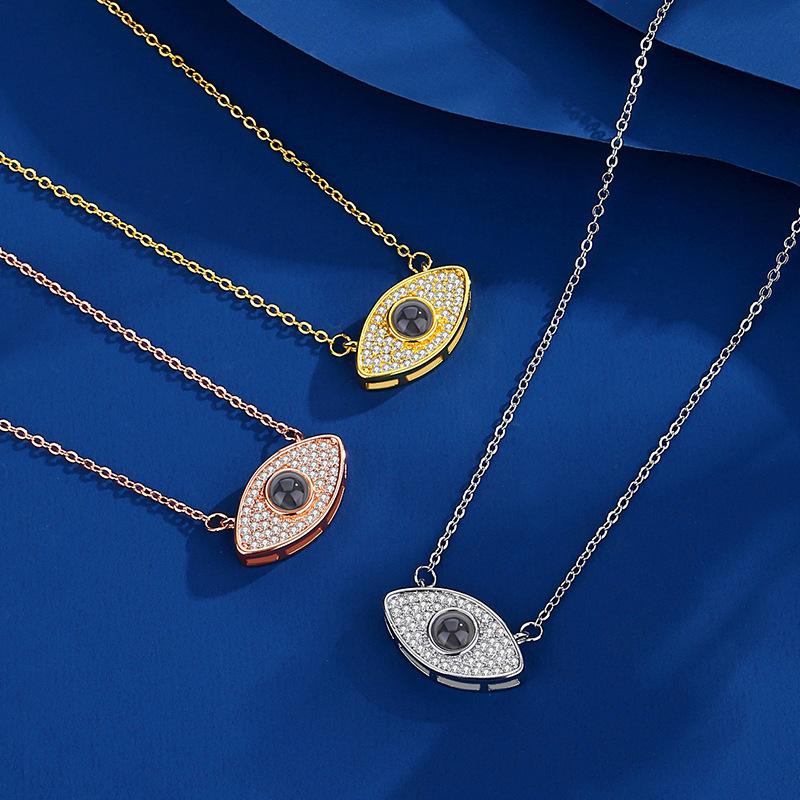 European and American Exaggerated Projection Jewelry, Collarbone Chain Inlaid with Diamonds, Devil's Eye Necklace, Collarbone Chain Jewelry