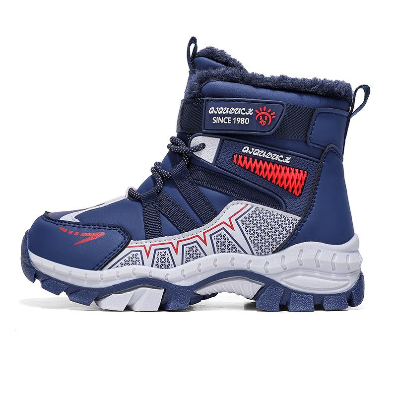 30-40 Children's Winter Large Size Fashionable Outdoor Velcro High Top Plush Warm Cotton Boots Snow Boots