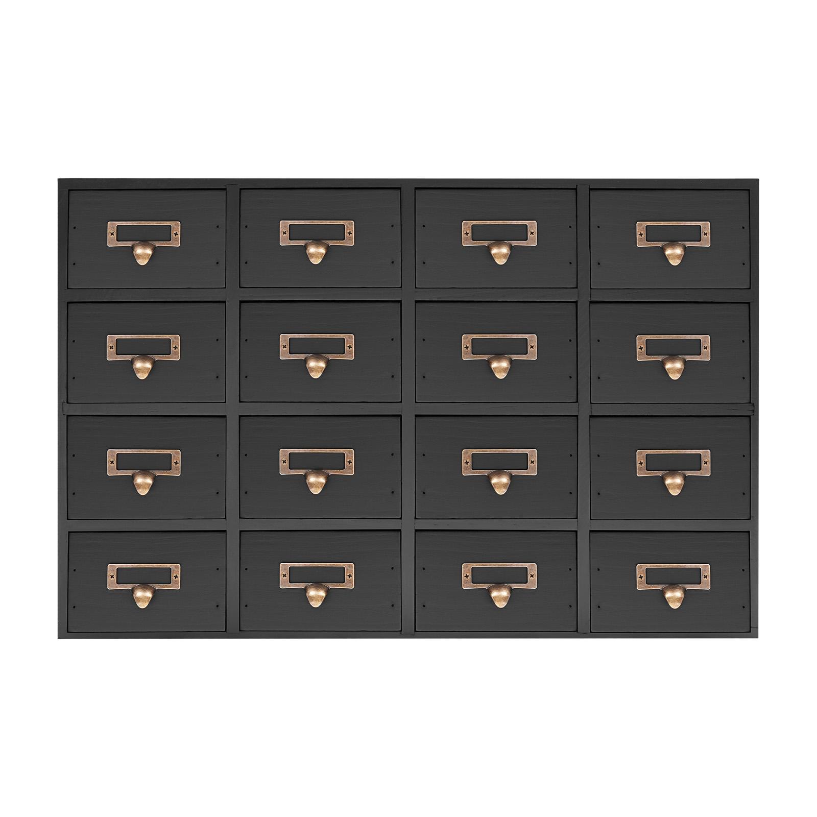 

Wooden 16-Drawer Storage Cabinet, Rustic Vintage Organizer with Metal Handles for Jewelry, Office, Spice, Herbal Medicine чорний