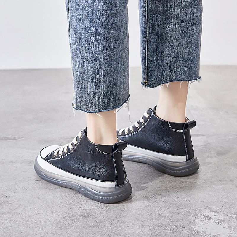 2025 Autumn and Winter Martin Boots High Top Beef Tendon Soft Sole Casual Leather Versatile Ins Short Boots Internet Celebrity Women's Tide Shoes