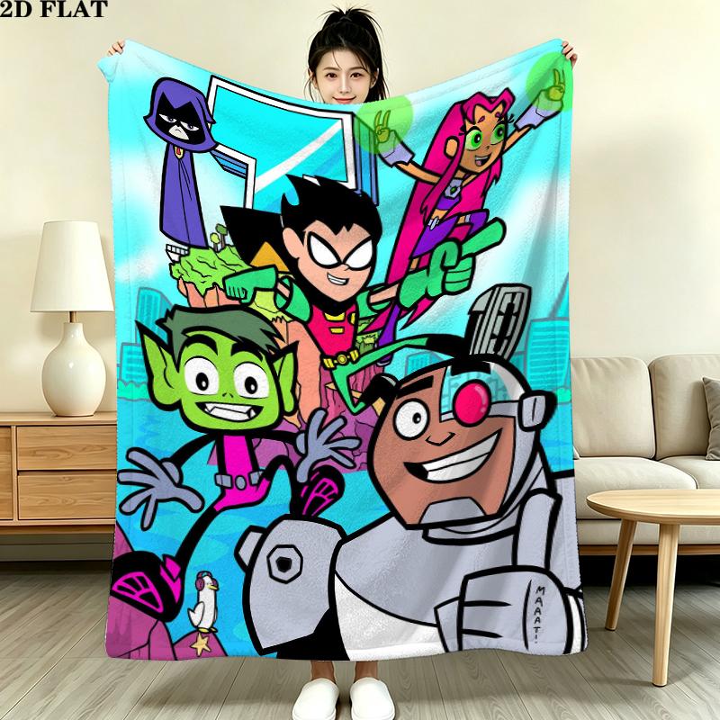 Teen Titans Print Flannel Blanket, High quality Comfortable for All Seasons, Home Decor, Warmth and Comfort, Perfect for Christmas Gifts