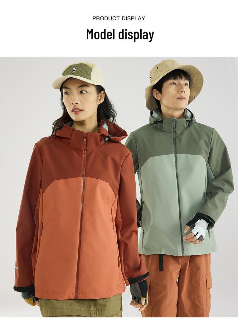 Unisex Windproof Softshell Jacket with Print, Hooded Sports Outerwear for Spring & Autumn