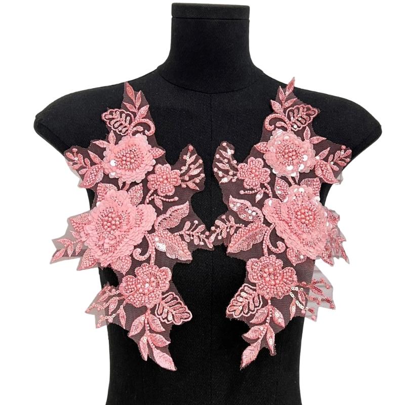 Sewing On Iron On Flower Patches with Sequins Embroidery for Easy Crafting Projects Polyester