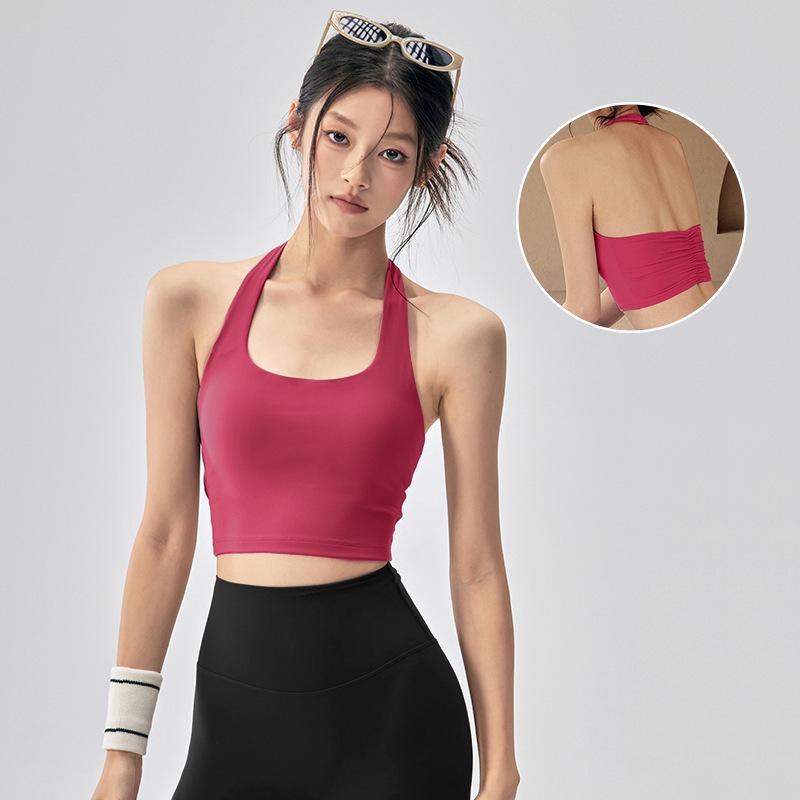Women s Square Neck Halter Yoga & Pilates Tank Top - Open Back Fitness Wear Small малиново-красный