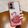 KEYSION Shockproof Plating TPU Phone Case for TECNO Spark Go 2 Pop 10 Glitter Jewelled Swan Kickstand Cover for Infinix Smart 10