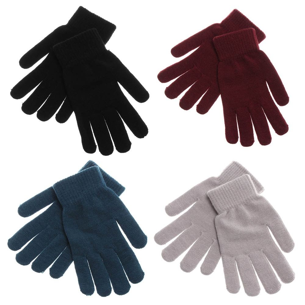 Plush Lining Ribbed Knitted Gloves Thicken Women Men Mittens Full Fingered Gloves  Cold Weather