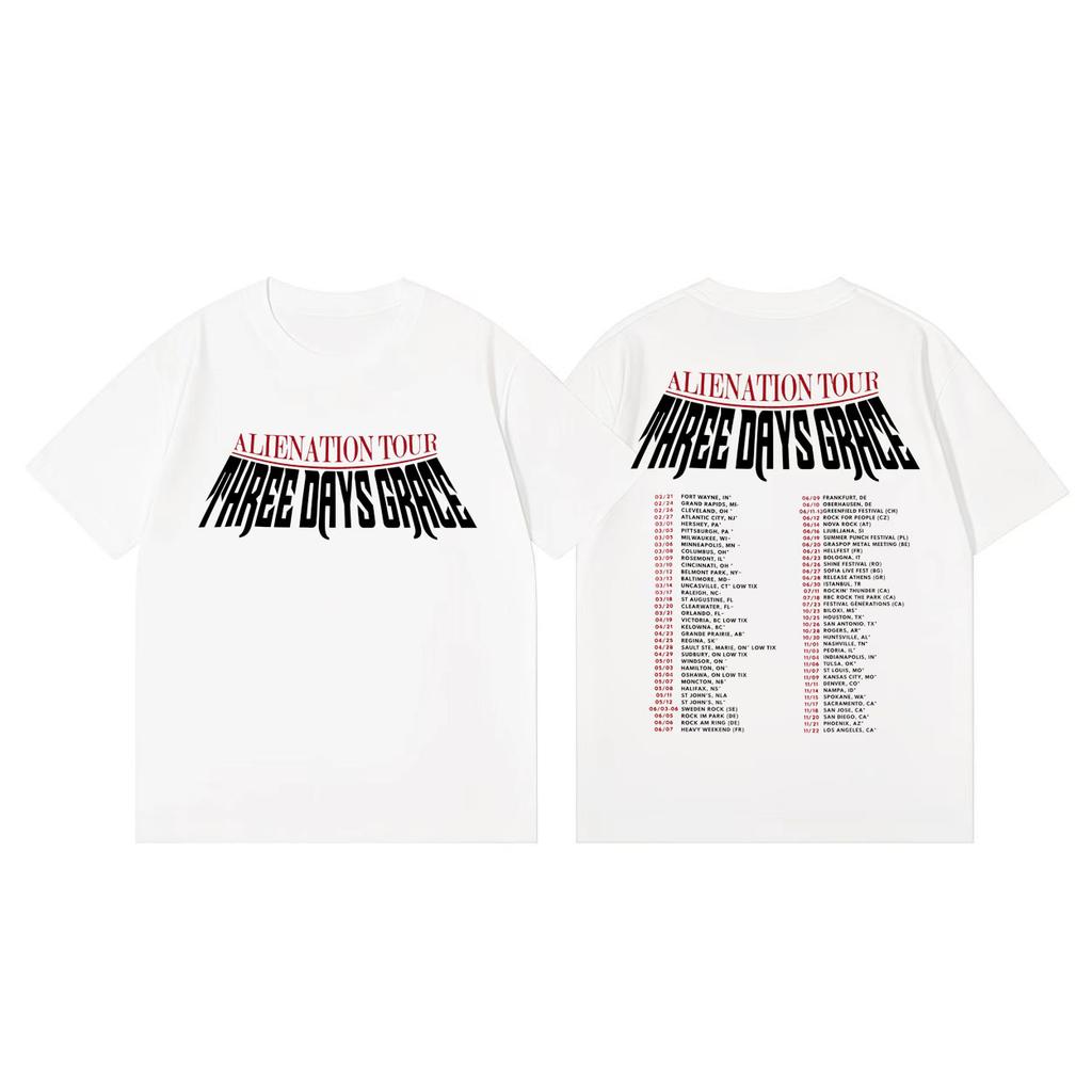 Three Days Grace Alienation Tour 2026 Magliette Merch Grafiche Uomo Donna Moda Retro T-shirt Estiva Casual Ampia Maglietta di Cotone