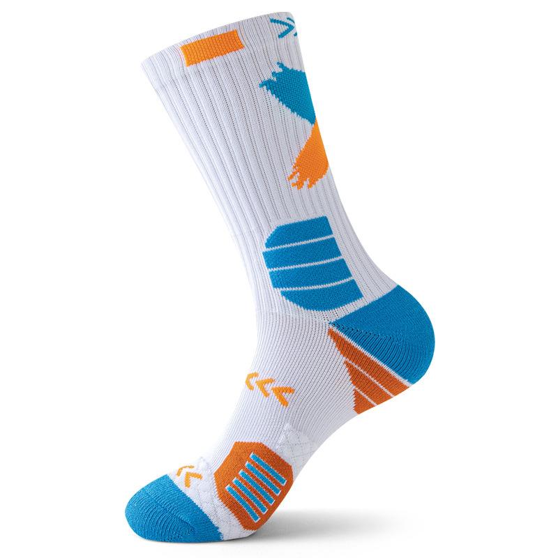 Sports Men's Mid-top Professional Running Basketball Socks, High-top Pure Cotton Sweat-absorbing and Odor-proof Pure Cotton Long Socks
