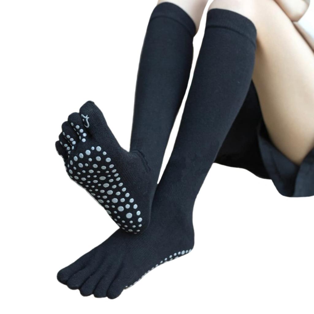 Yoga Perfect for Long and Dance Ech.Apr Women's 5-Toe Socks, 3-Pair Set, Assorted, Non-Slip, Breathable, Running, Sports, Volleyball, (Black)