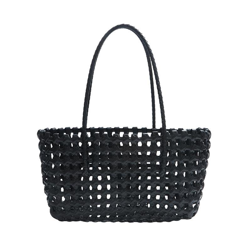 Spring Hollow Beach Bag Woven Bag Summer Niche Vegetable Basket Bag Seaside Vacation Portable Shoulder Bag