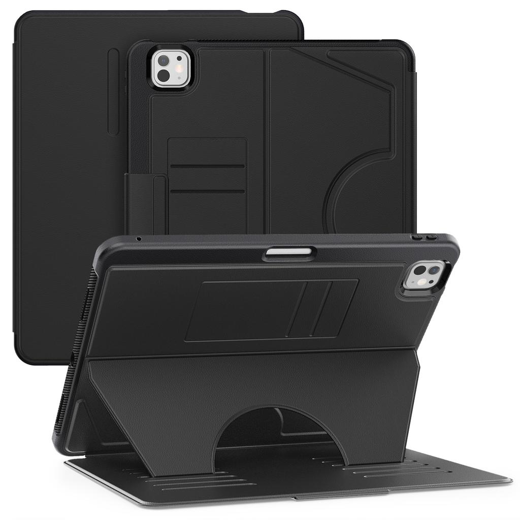 For iPad Pro 13 (2025)/13 (2024) Shockproof Case PC+TPU+PU U-Shape Stand Tablet Cover with Card Slots