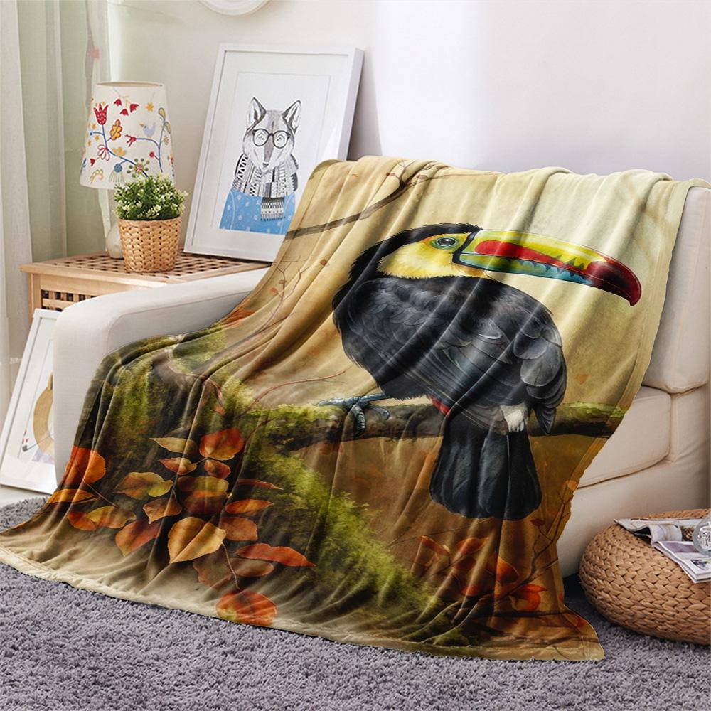 1 Stück Familie Tukan Kunstdruck Flanelldecke, Hohe Qualität, Bequem für alle Jahreszeiten, Heimdekoration, Wärme und Komfort