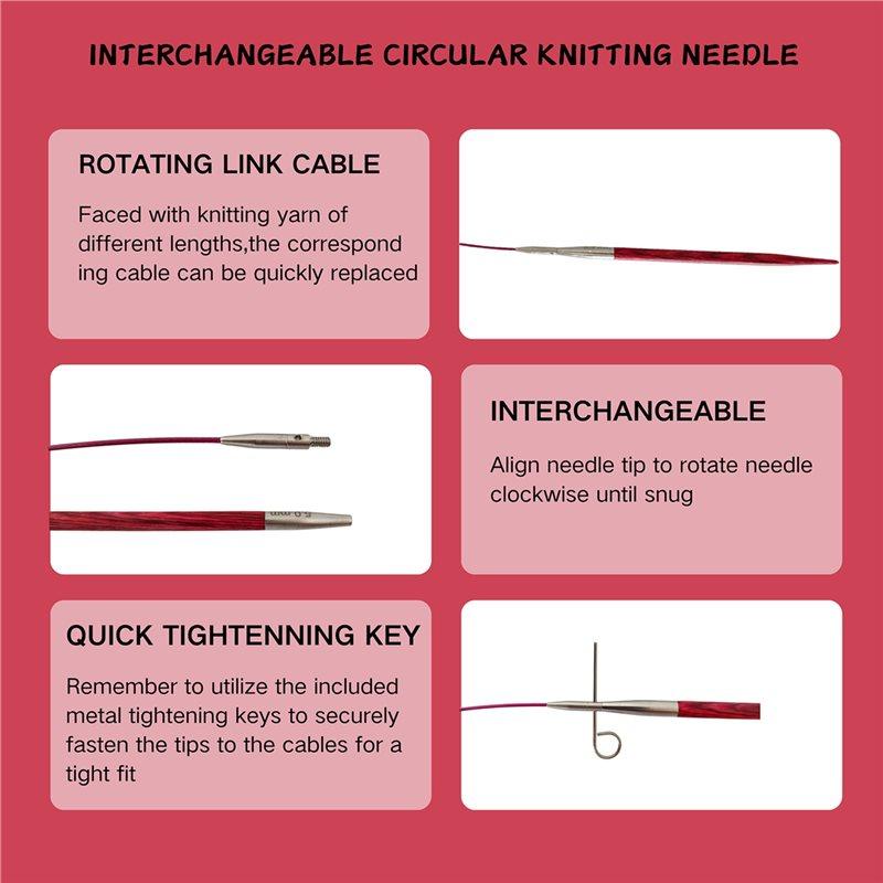 Removable Yarn Weaving Knitting Needle 8 Pairs Interchangeable Crochet Hooks Birch Wood Circular Knitting Set Sweater