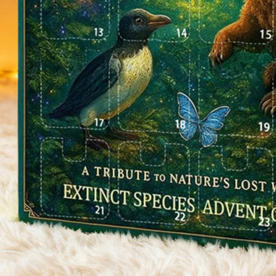 Extinct Species Advent Calendar 24-Day Christmas Countdown Decoration 2D Flat Acrylic Animal Pendant Multifunctional Holiday Ornament