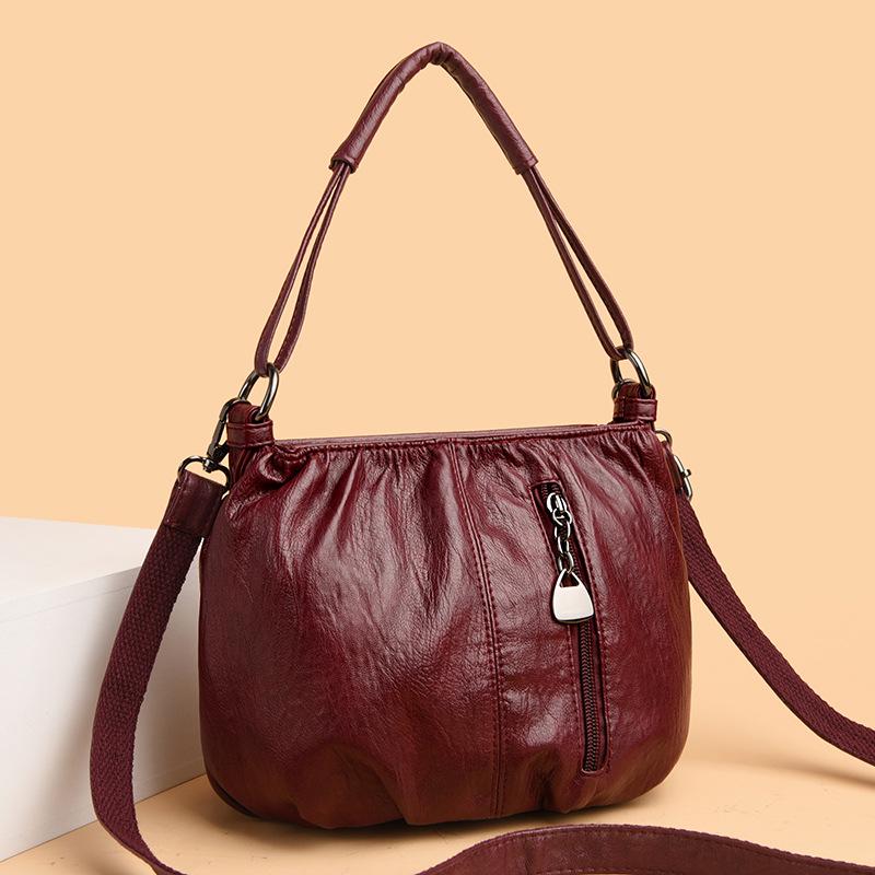 

Женская ретро-сумка кроссбоди 2025 - Европейский и американский стиль с отделением для мобильного телефона 22*14*16cm вино красного