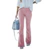 2026 Spring/Summer Women's Solid Color High-Waisted Slim Fit Slight Flare Corduroy Elastic Waist Casual Pants