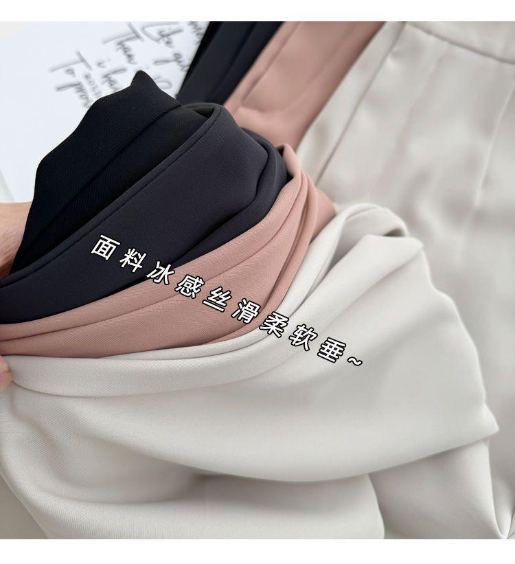 Pantalones Rectos Cropped de Cintura Alta para Mujer Primavera/Verano 2026 con Cintura Elástica Trasera
