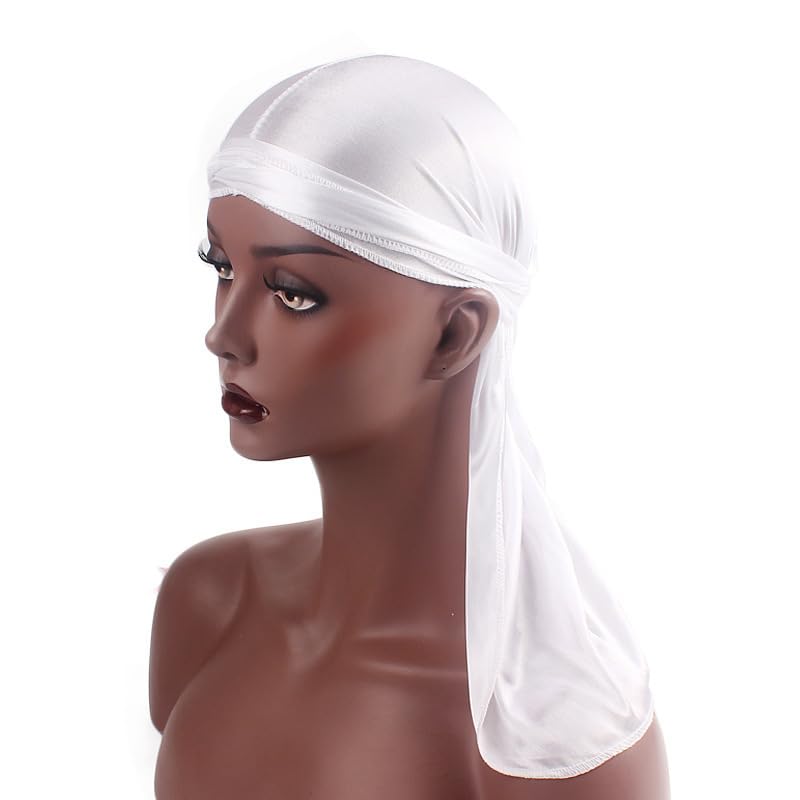 BERUKO Durag Hip Hop Bandana Dance Dancer Dance Lightweight white