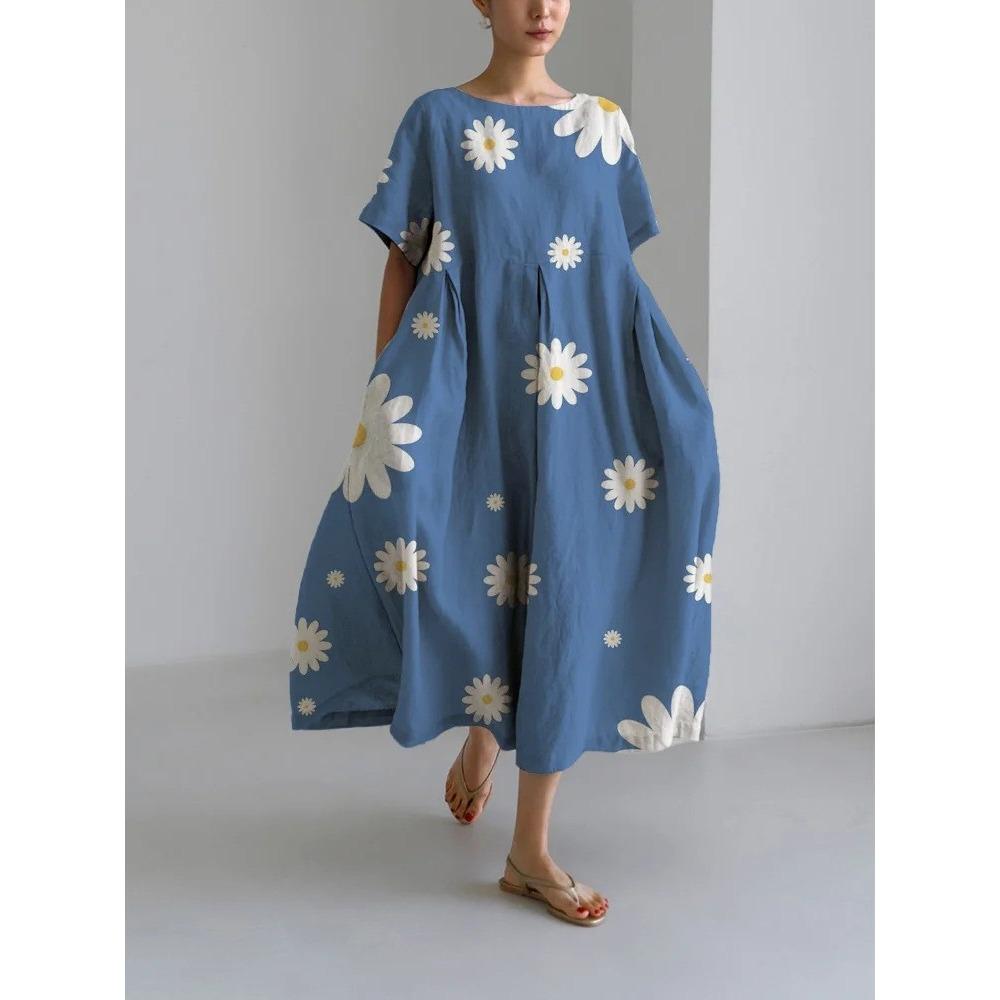 GMXIA 3D Exquisite Hemp Craft Short-sleeved Women's Dress