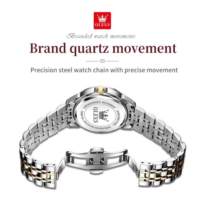 OLEVS Luxusmarke Damenarmbanduhren Prismatisches Spiegel-Edelstahl Wasserdicht Kalender Elegante Quarz-Uhr für Damen