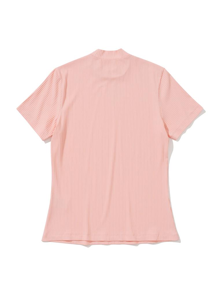 20TH HOLE Women'S Ribbed Mock Neck Short Sleeve Base Layer [Pink]