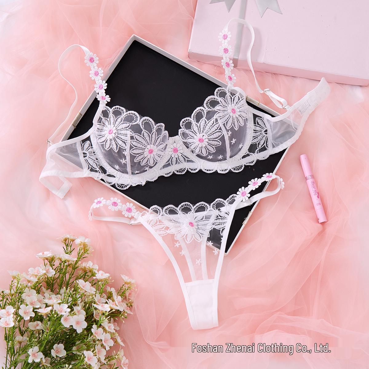 Самый продаваемый сексуальный комплект стрингов с вышивкой ромашками S белый