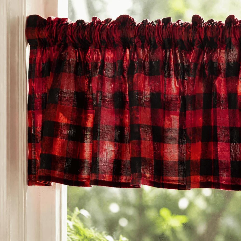 Red Black Kitchen Valance Curtain 55.91x15.75in Buffalo Check Valance for Bedroom