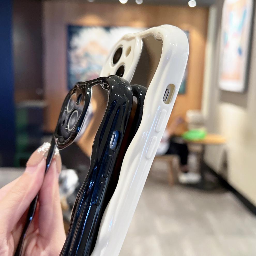 Pouzdro s krémovou texturou, vlnitý okraj, měkký silikonový kryt, pouzdro na telefon pro iPhone, Samsung, Huawei, Honor, Xiaomi, Redmi, Infinix, Tecno, zrcadlový zadní kryt