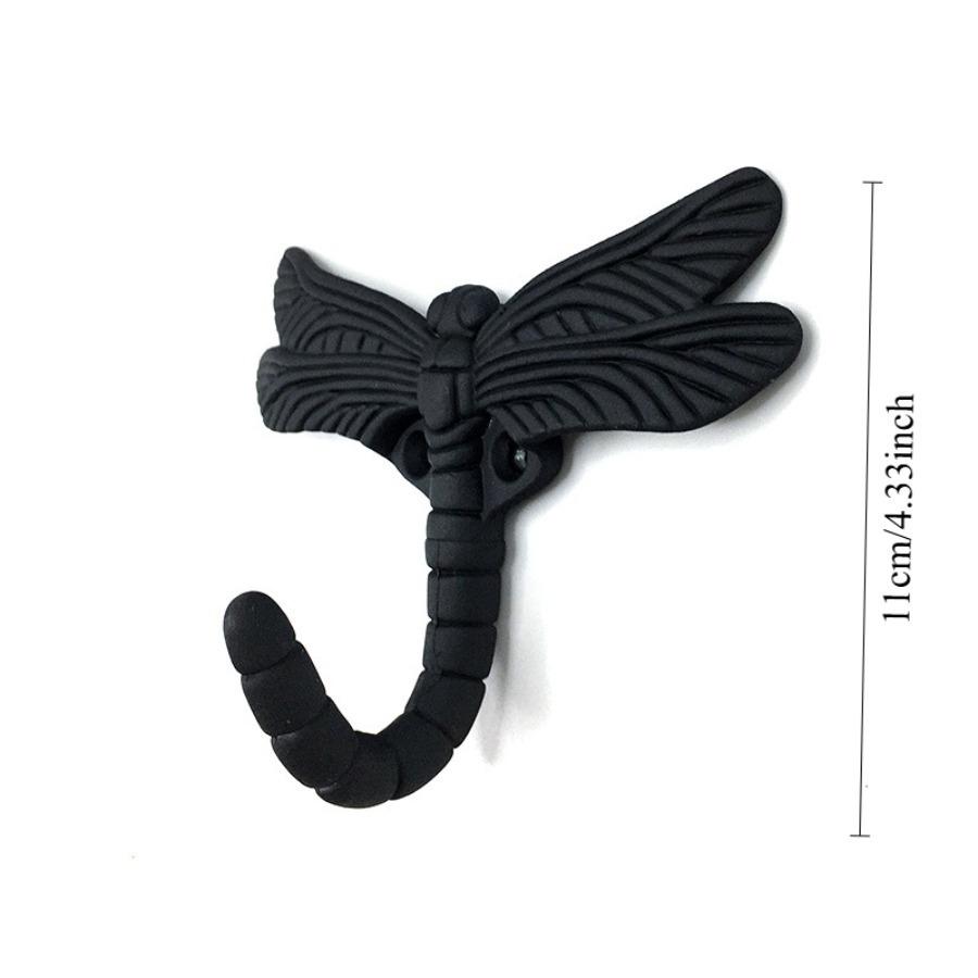 1pc Dragonfly Hooks, Door Back Wall Hangers, Black Wall Coat Hooks, Single Entryway Living Room Wardrobe Garment Coat Hooks. Bronze