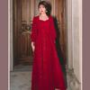 Elegant Red Sequins Midi Dress Women Vintage V Neck Occasions Evening Party Dresses Fashion Chic Design Dresses