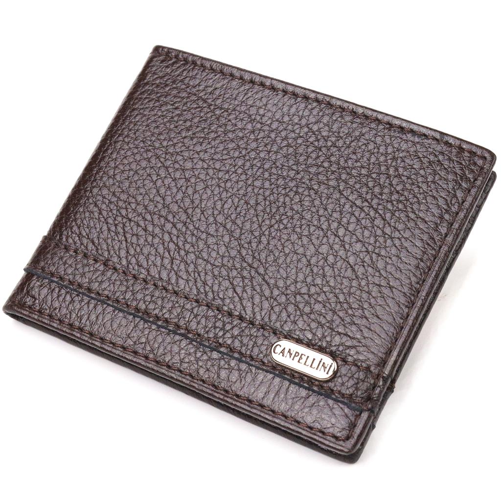 Reliable Male Clip Made of Genuine Grained Leather CANPELLINI Money Clip 21517 Brown